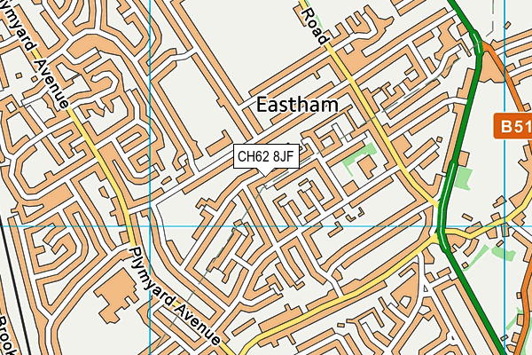 CH62 8JF map - OS VectorMap District (Ordnance Survey)