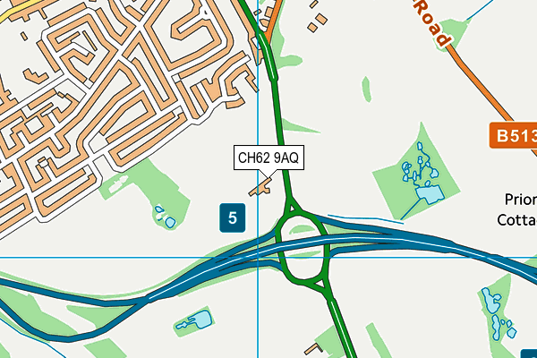 CH62 9AQ map - OS VectorMap District (Ordnance Survey)