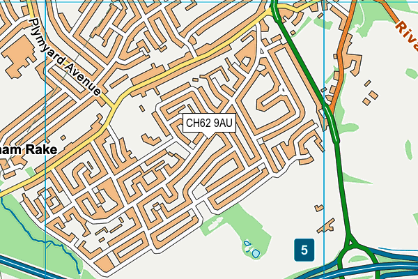 CH62 9AU map - OS VectorMap District (Ordnance Survey)