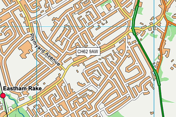 CH62 9AW map - OS VectorMap District (Ordnance Survey)