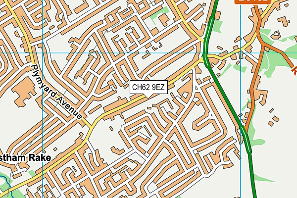 CH62 9EZ map - OS VectorMap District (Ordnance Survey)