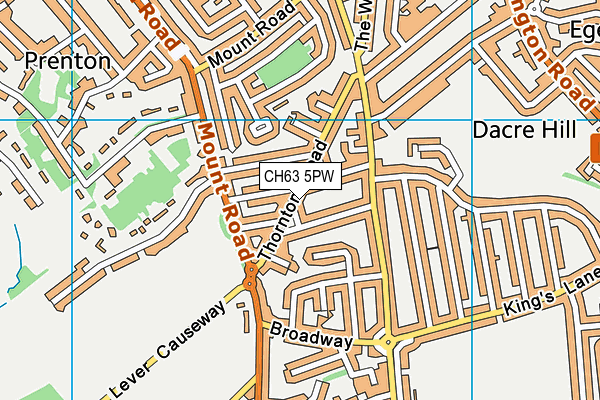 CH63 5PW map - OS VectorMap District (Ordnance Survey)