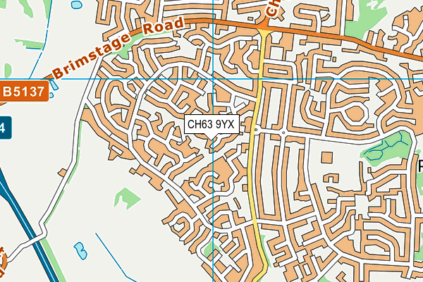 CH63 9YX map - OS VectorMap District (Ordnance Survey)