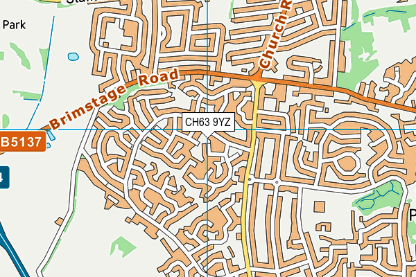 CH63 9YZ map - OS VectorMap District (Ordnance Survey)
