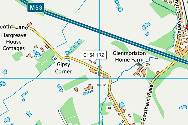 CH64 1RZ map - OS VectorMap District (Ordnance Survey)