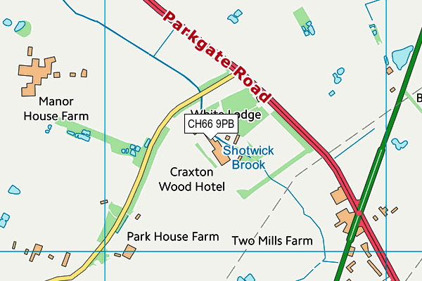 Vital Health & Wellbeing (Craxton Wood Hotel) map (CH66 9PB) - OS VectorMap District (Ordnance Survey)