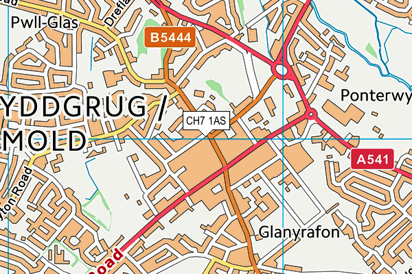 CH7 1AS map - OS VectorMap District (Ordnance Survey)