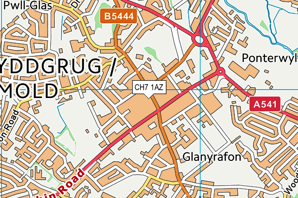 CH7 1AZ map - OS VectorMap District (Ordnance Survey)