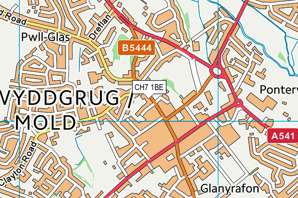 CH7 1BE map - OS VectorMap District (Ordnance Survey)