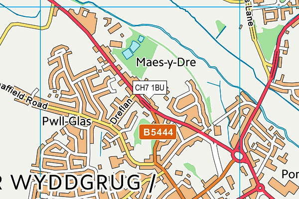 CH7 1BU map - OS VectorMap District (Ordnance Survey)