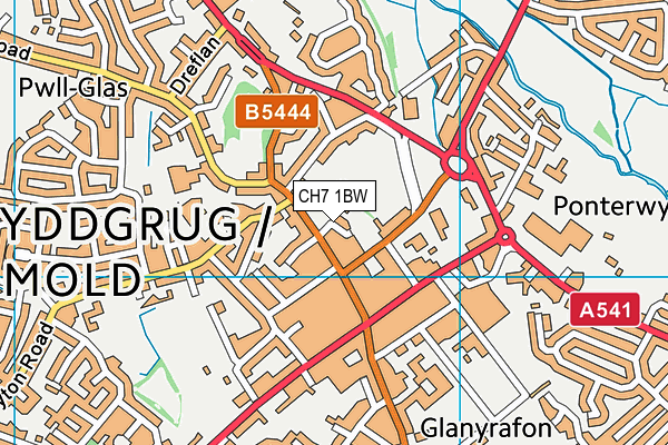 CH7 1BW map - OS VectorMap District (Ordnance Survey)