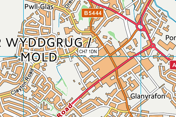 CH7 1DN map - OS VectorMap District (Ordnance Survey)