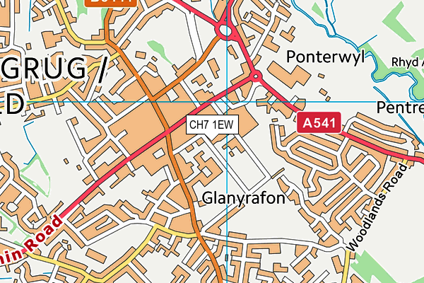 Ysgol Bryn Coch C.P. map (CH7 1EW) - OS VectorMap District (Ordnance Survey)