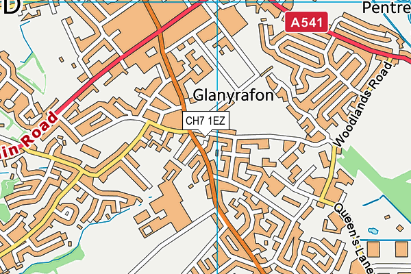 CH7 1EZ map - OS VectorMap District (Ordnance Survey)