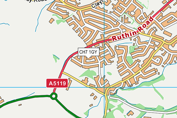 CH7 1GY map - OS VectorMap District (Ordnance Survey)