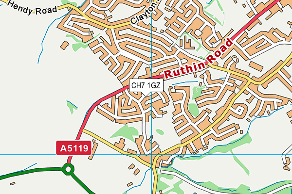 CH7 1GZ map - OS VectorMap District (Ordnance Survey)