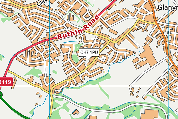 CH7 1PU map - OS VectorMap District (Ordnance Survey)