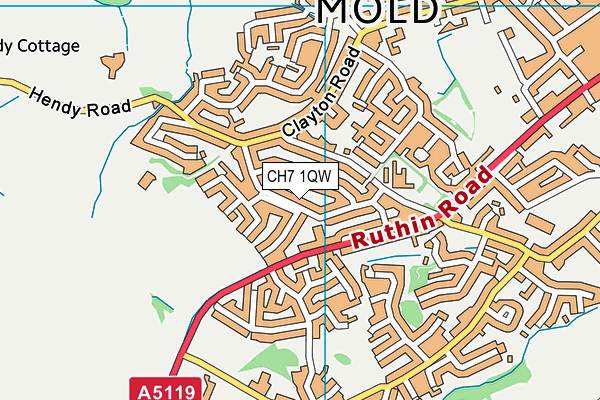 CH7 1QW map - OS VectorMap District (Ordnance Survey)