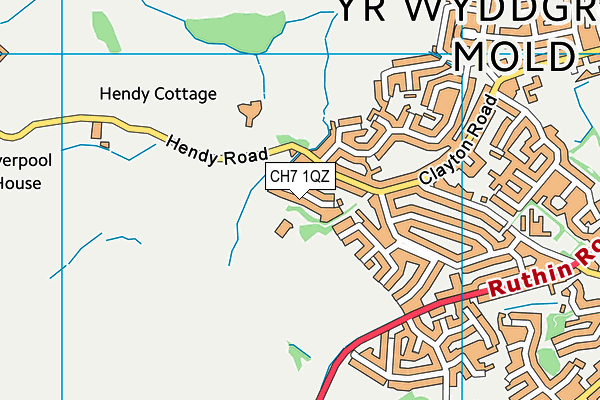 CH7 1QZ map - OS VectorMap District (Ordnance Survey)