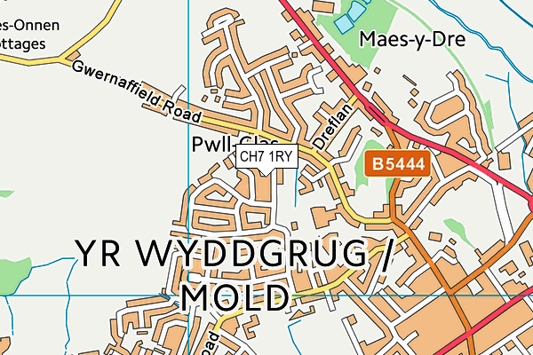 CH7 1RY map - OS VectorMap District (Ordnance Survey)