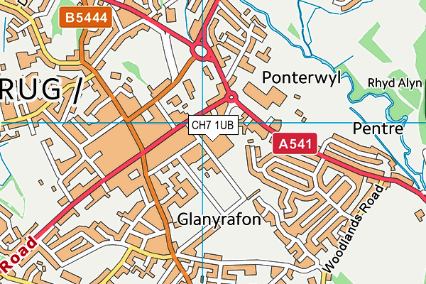 CH7 1UB map - OS VectorMap District (Ordnance Survey)