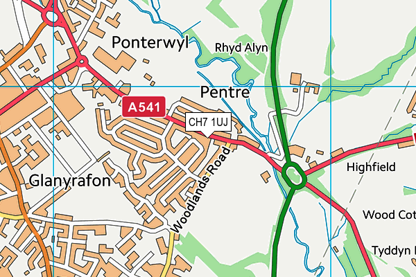 CH7 1UJ map - OS VectorMap District (Ordnance Survey)