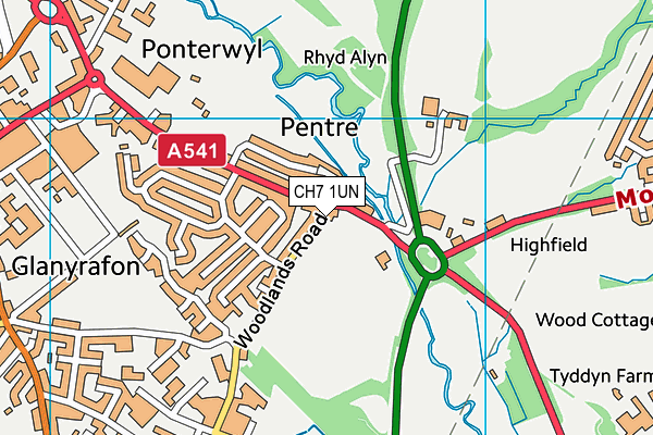 CH7 1UN map - OS VectorMap District (Ordnance Survey)