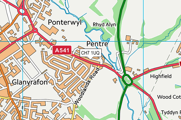 CH7 1UQ map - OS VectorMap District (Ordnance Survey)