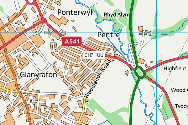 CH7 1UU map - OS VectorMap District (Ordnance Survey)