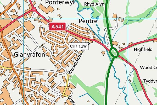 CH7 1UW map - OS VectorMap District (Ordnance Survey)