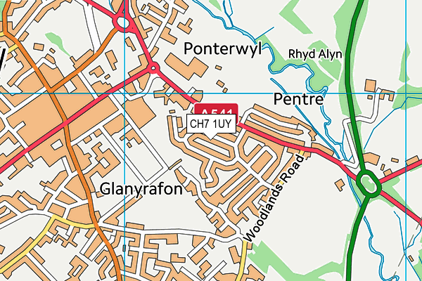 CH7 1UY map - OS VectorMap District (Ordnance Survey)