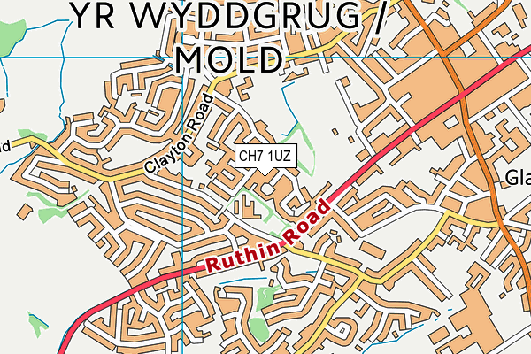 CH7 1UZ map - OS VectorMap District (Ordnance Survey)