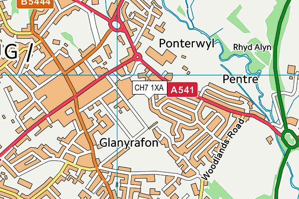 CH7 1XA map - OS VectorMap District (Ordnance Survey)