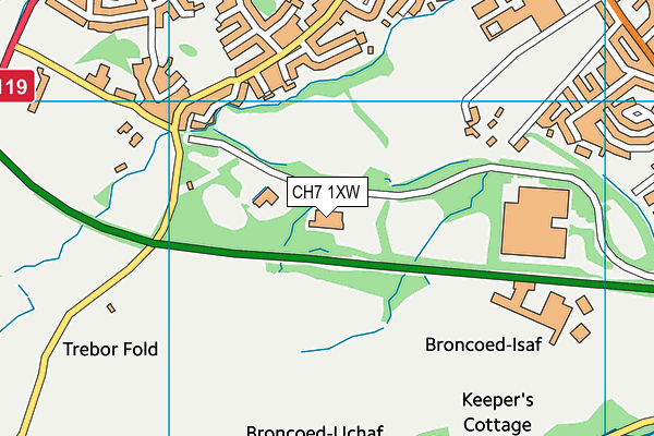 CH7 1XW map - OS VectorMap District (Ordnance Survey)