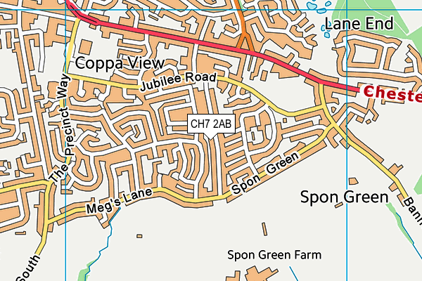 CH7 2AB map - OS VectorMap District (Ordnance Survey)