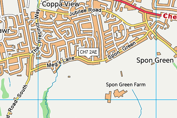 CH7 2AE map - OS VectorMap District (Ordnance Survey)