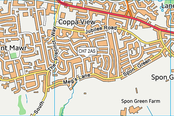 CH7 2AS map - OS VectorMap District (Ordnance Survey)