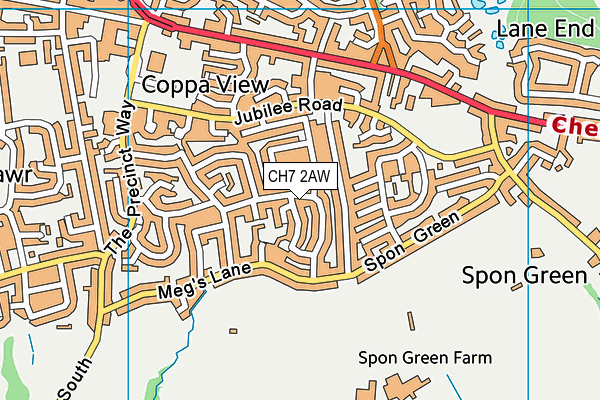 CH7 2AW map - OS VectorMap District (Ordnance Survey)