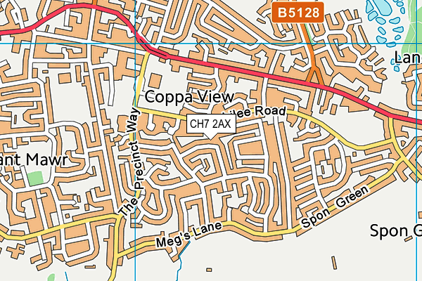 CH7 2AX map - OS VectorMap District (Ordnance Survey)