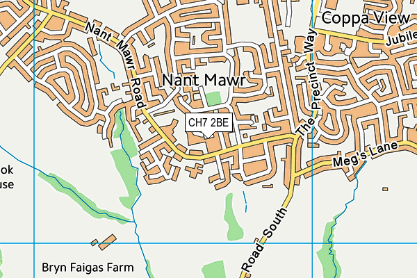 CH7 2BE map - OS VectorMap District (Ordnance Survey)