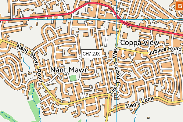 CH7 2JX map - OS VectorMap District (Ordnance Survey)