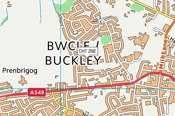 CH7 2NE map - OS VectorMap District (Ordnance Survey)