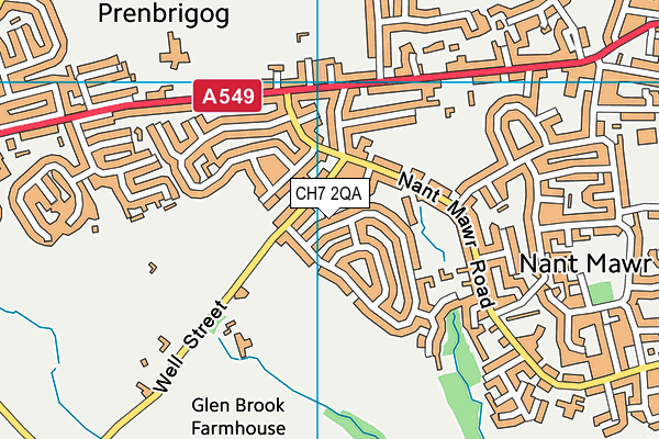 CH7 2QA map - OS VectorMap District (Ordnance Survey)