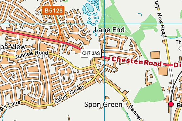 CH7 3AS map - OS VectorMap District (Ordnance Survey)