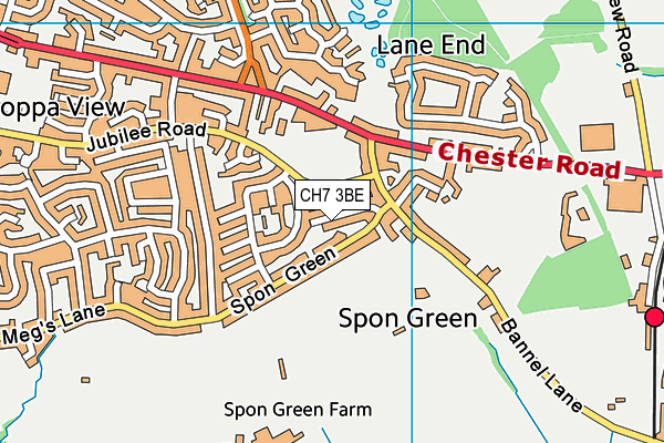 CH7 3BE map - OS VectorMap District (Ordnance Survey)