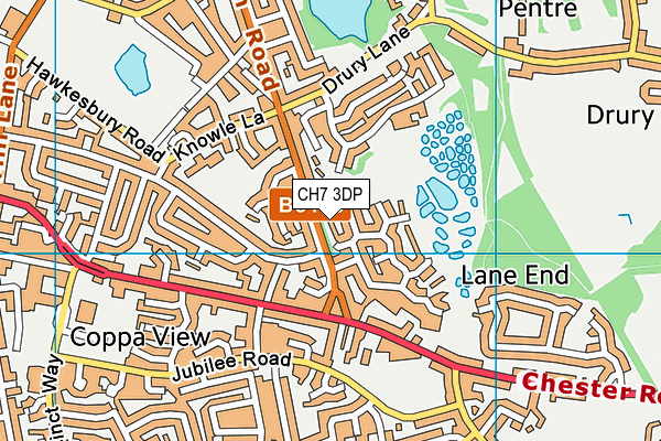 CH7 3DP map - OS VectorMap District (Ordnance Survey)