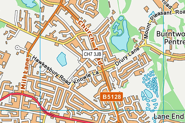 CH7 3JB map - OS VectorMap District (Ordnance Survey)