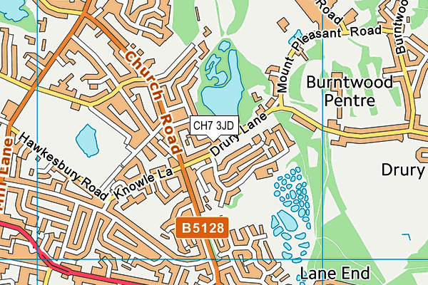 CH7 3JD map - OS VectorMap District (Ordnance Survey)