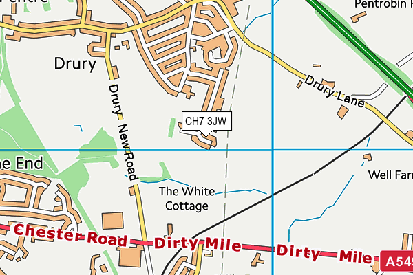 CH7 3JW map - OS VectorMap District (Ordnance Survey)