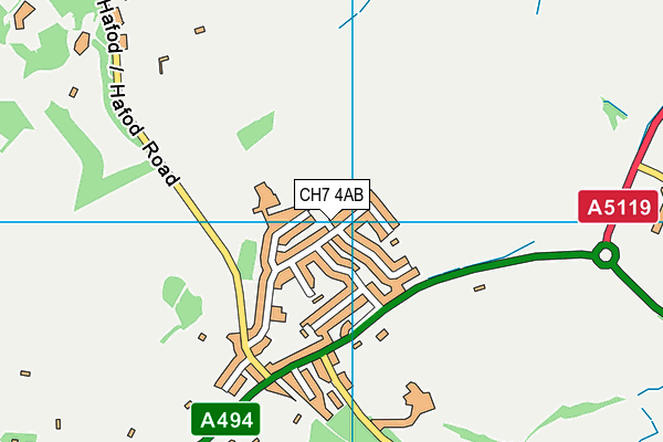 CH7 4AB map - OS VectorMap District (Ordnance Survey)